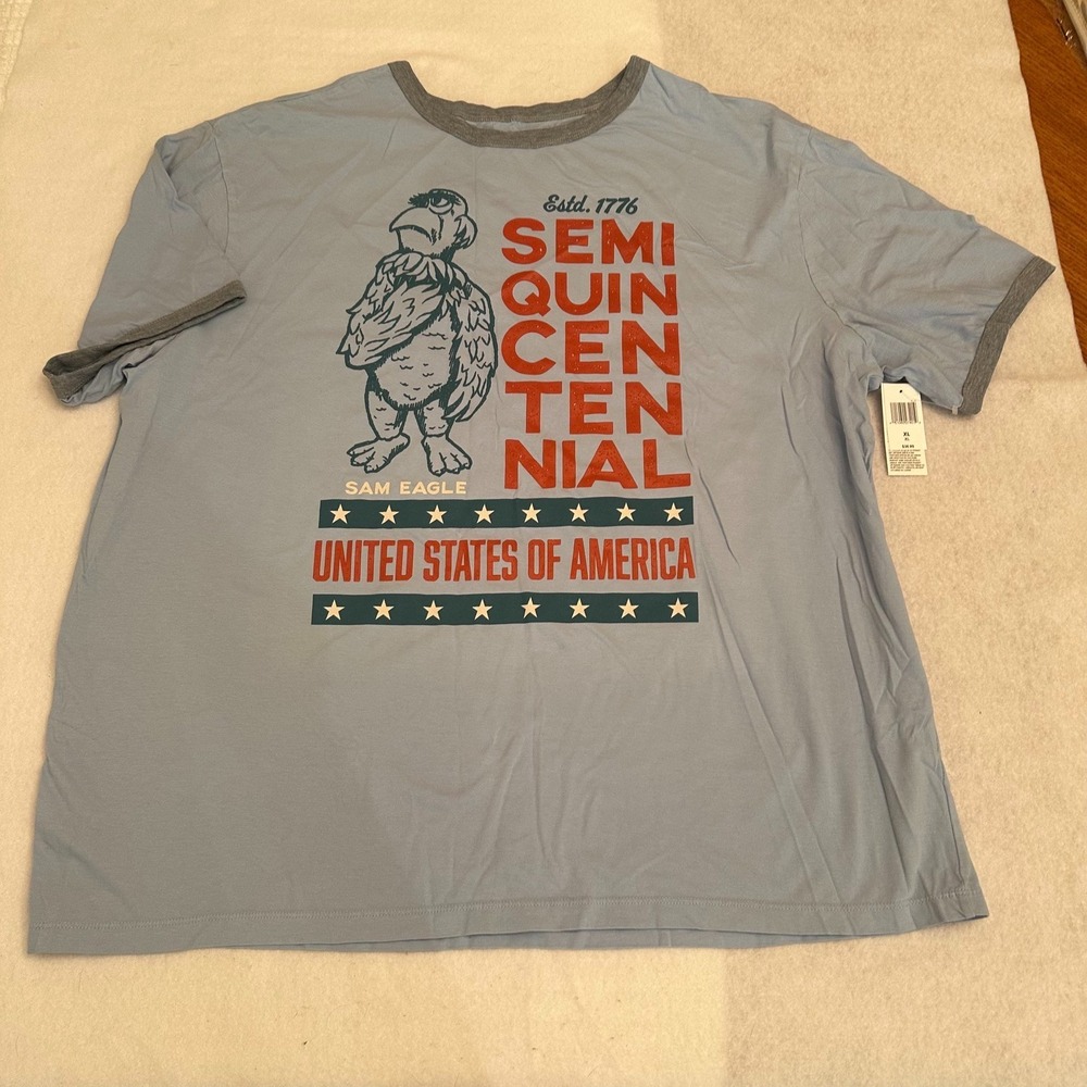 Disney Parks Muppets Sam Eagle Ringer T Shirt XL Blue Semi Quincentennial NWT